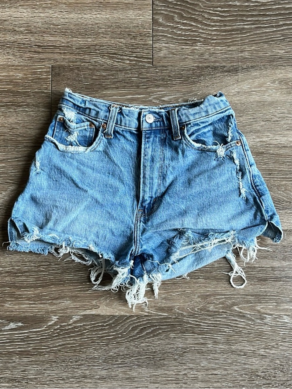 Abercrombie & Fitch Light Blue Distressed Denim Cutoff Shorts